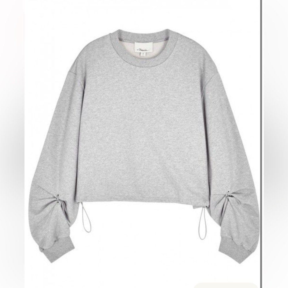 3.1 Phillip Lim Gray PIERCED SLEEVE SWEATSHIRT